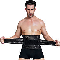 Лечебный мужской пояс-бандаж для утяжки талии, поддержки поясницы после травм на липучках, черный, размер L