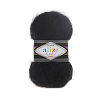 Alize MOHAIR CLASSIC NEW (Мохер Классик) № 60 черный (Пряжа мохер, нитки для вязания)