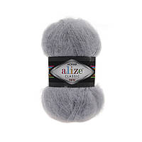 Alize MOHAIR CLASSIC NEW (Мохер Классик) № 21 серый (Пряжа мохер, нитки для вязания)