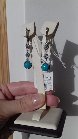 Срібні сережки підвіски з бірюзою, фото 1