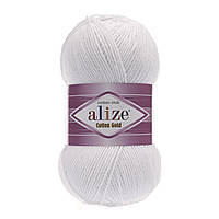 Alize COTTON GOLD (Котон Голд) № 55 білий (Пряжа бавовна, нитки для в'язання)