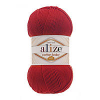 Alize COTTON BABY SOFT (Коттон Бейби Софт) № 56 красный (Пряжа хлопок с акрилом, нитки для вязания)