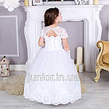 Біле ошатне довге плаття для дівчинки "Оксамит", фото 2