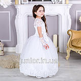 Біле ошатне довге плаття для дівчинки "Оксамит", фото 3