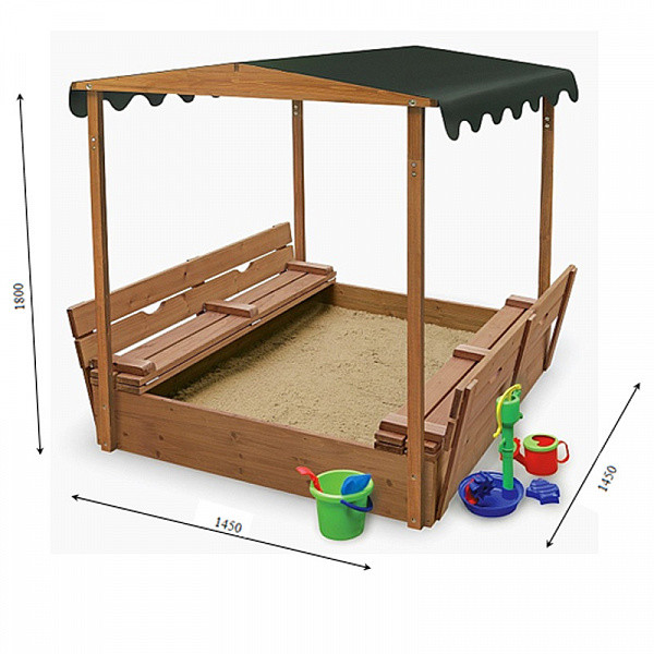 Размеры детской песочницы Sportbaby модель №4 с навесом и лавочками складівающимися