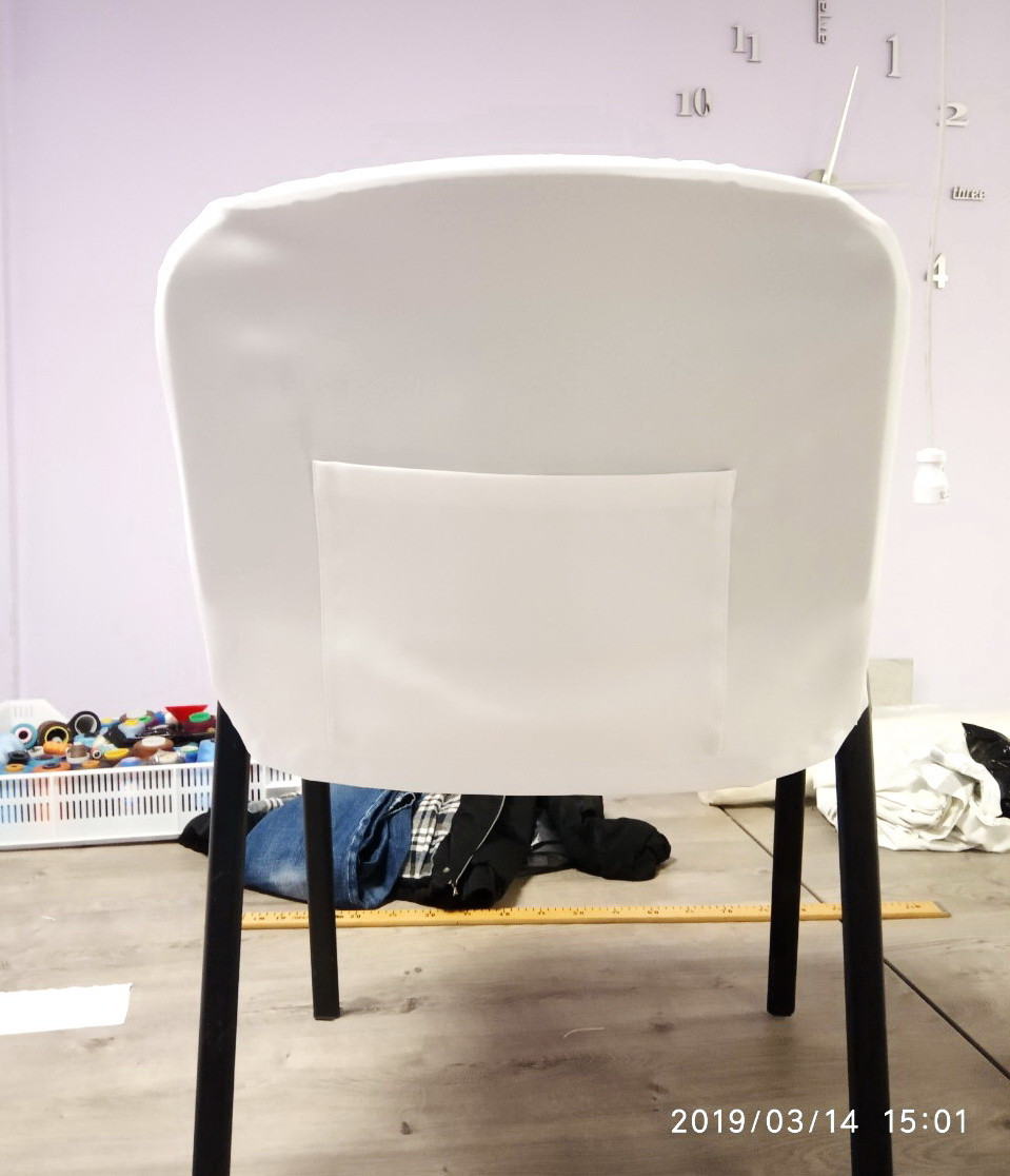Чохол на стілець ISO (ІСО) Білий з кишенею для реклами Спинка