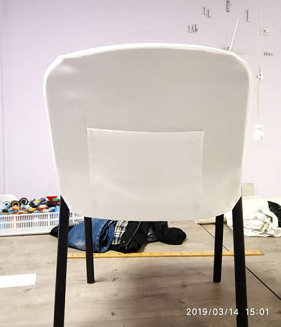 Чохол на стілець ISO (ІСО) Білий з кишенею для реклами Спинка, фото 2
