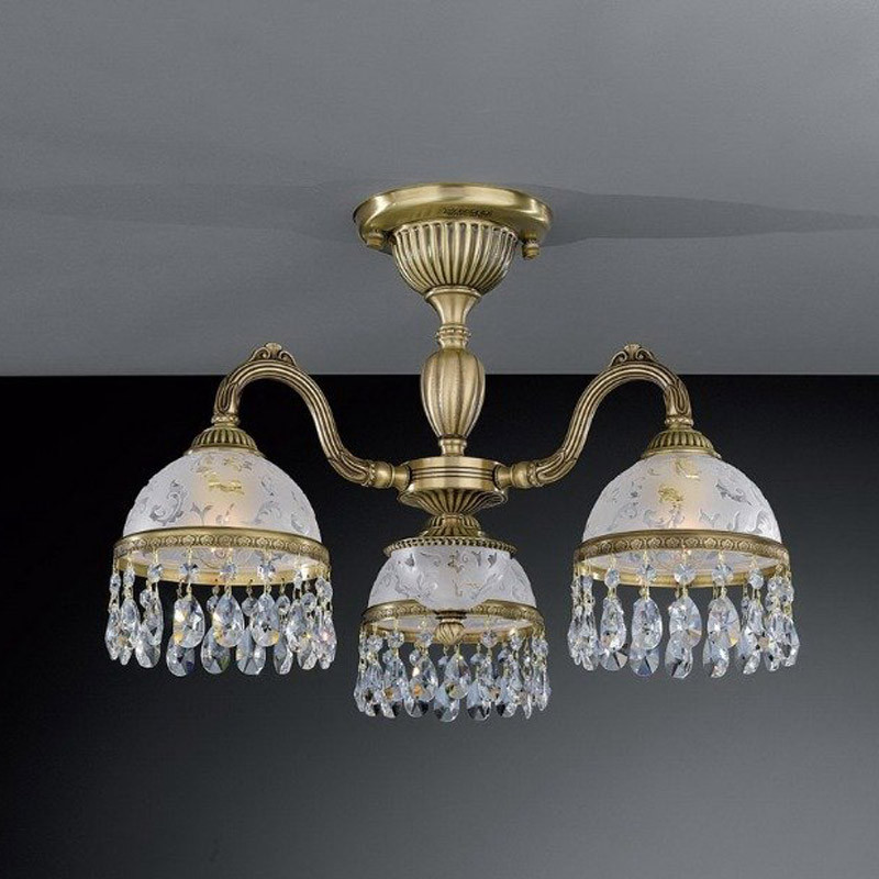 Стельовий світильник RECCAGNI ANGELO PL 6220/3 бронза/скло/кришталь