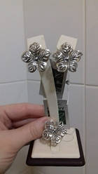 Срібний комплект у формі квітки без каменів