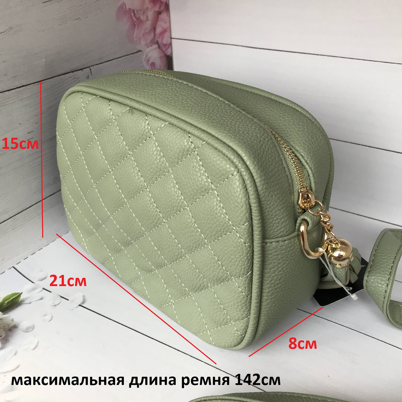 Стильная женская сумочка не большого размера в зеленом цвете - фото 8 - id-p922333302