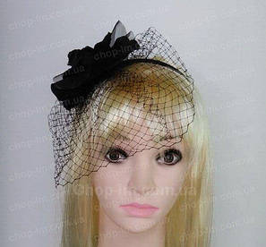 Вуалетка на обручі "Чорна троянда", фото 2