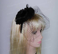 Вуалетка на обручі "Чорна троянда", фото 4