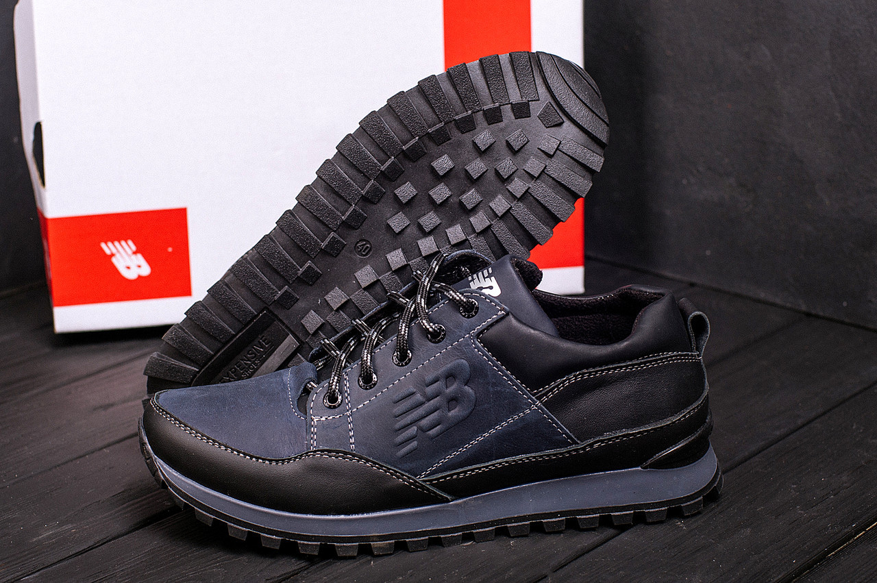Чоловічі шкіряні модні стильні кросівки New Balance, сині