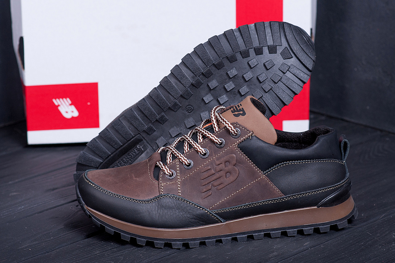 Чоловічі шкіряні модні стильні кросівки New Balance, коричневі