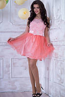 Нарядное, выпускное платье "Танита гипюр" (розовое)
