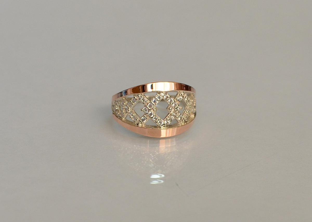 Кільце срібне з золотими пластинами, фото 1