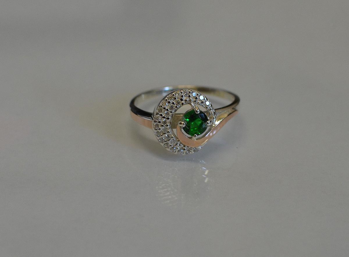 Кільце срібне з золотими пластинами, фото 1