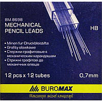 Стержень для механических карандашей Buromax 8698 HB 0,7мм 12 шт.
