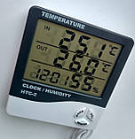 Портативний термометр із гігрометром HTC-2 обладнаний вбудованим і виносним датчиками., фото 2