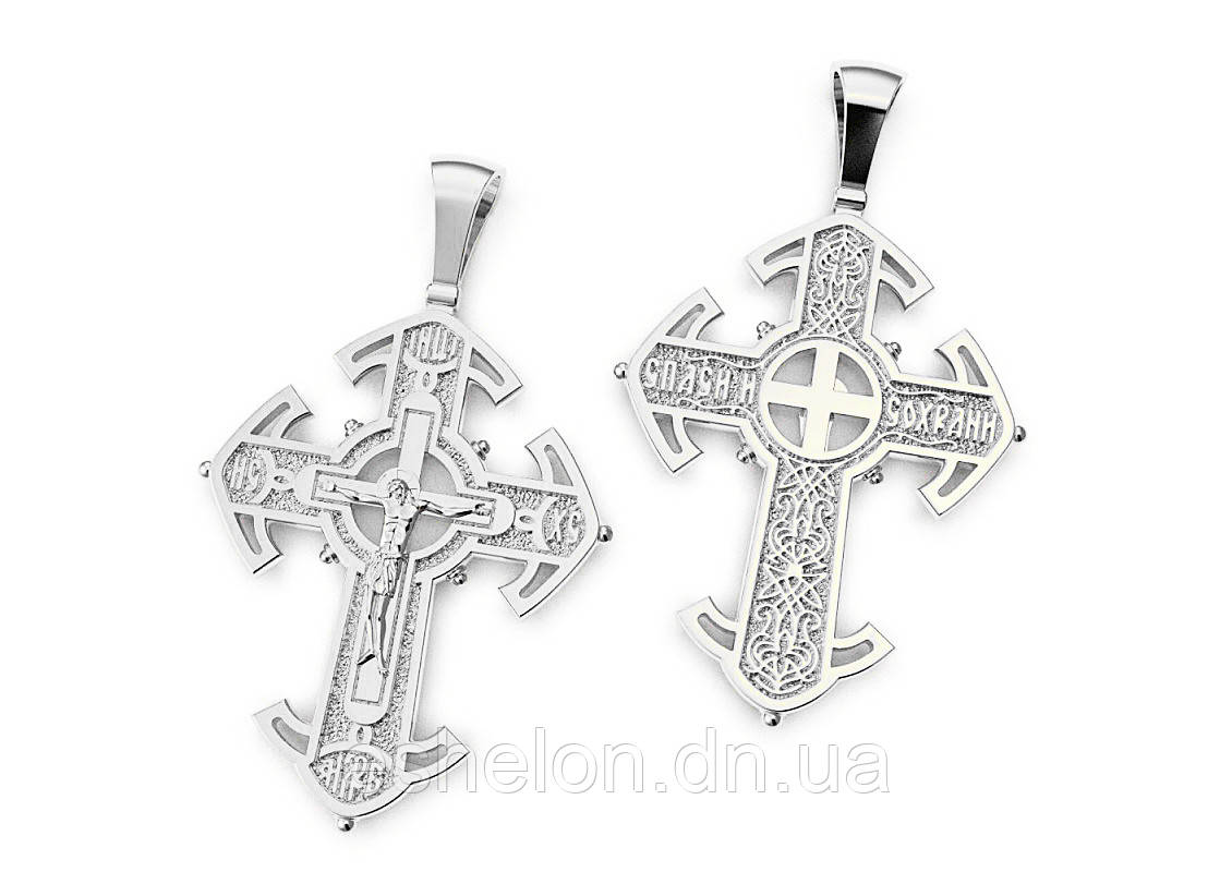 Хрест срібний з Розп'яттям Ісуса Христа, фото 1