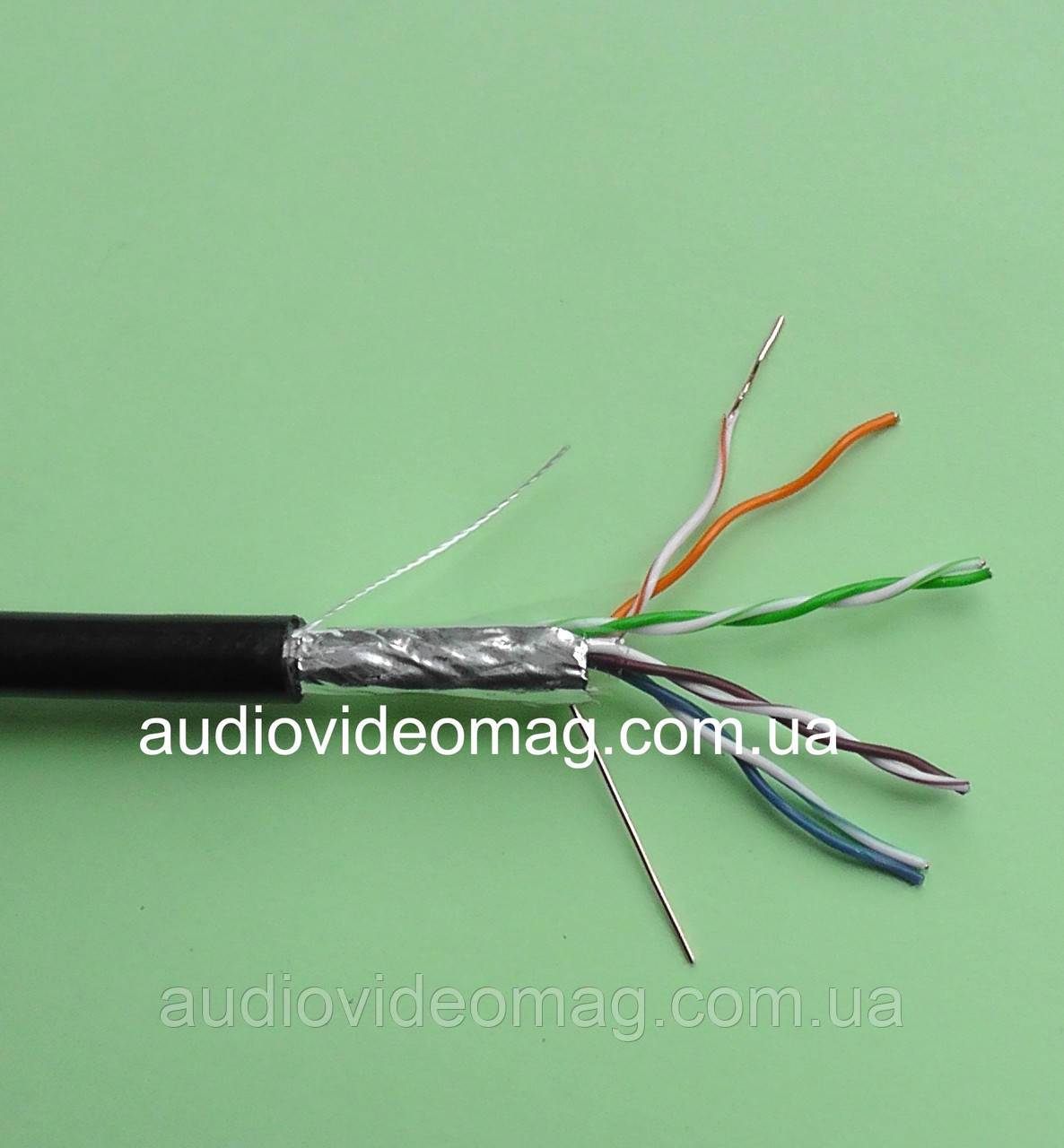 Кабель Витая пара FTP cat5E, 4х2х0.5 мм, медь (Сu 100%), с экраном, для внешних работ, за 1 метр, фото 1