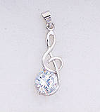 Підвіска срібна Скрипковий Ключ Нота з каменем, фото 3
