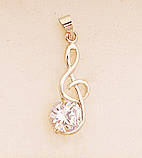 Підвіска срібна Скрипковий Ключ Нота з каменем, фото 4