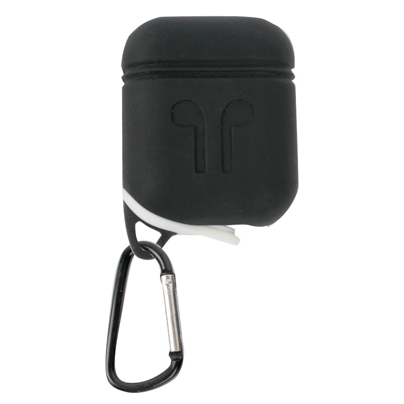 Чохол силіконовий кейс для AirPods з карабіном Headset slab чорний 141970
