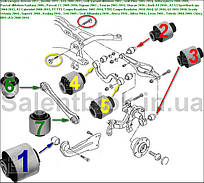 Сайлентблок Audi A3/S3/Sportback/qu. 2004-; Audi A3 Cabriolet 2008- (комплект14шт) ЗАДНЯЯ ПОДВЕСКА
