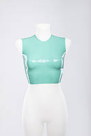 Облягаючий латексний топ з чашками Latex Half Top With Cups