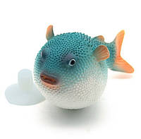 Декор для аквариума Рыбка ежик синяя 9 см