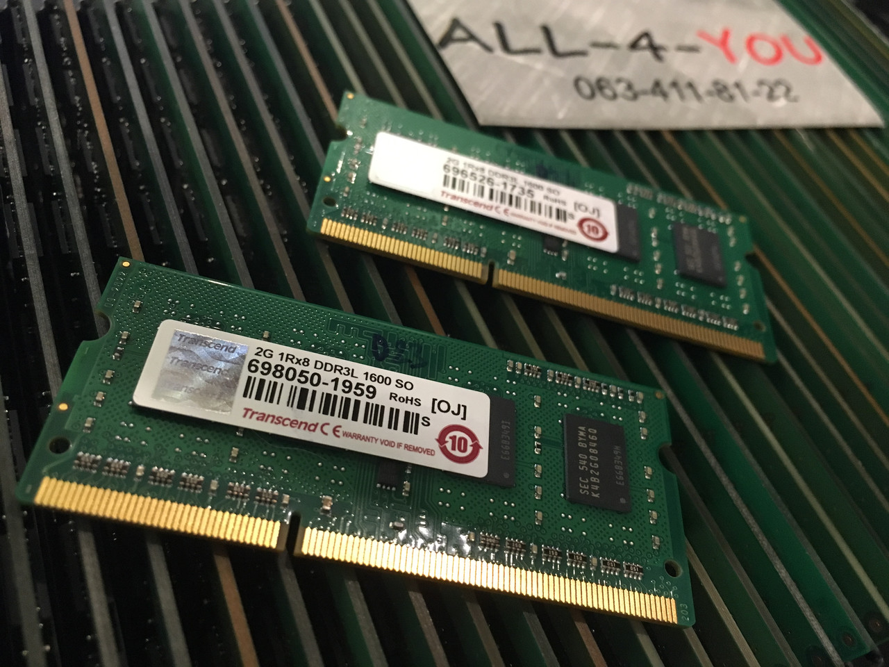 Оперативна пам'ять Transcend DDR3 2GB 1.35 V SO-DIMM PC3 12800S 1600mHz Intel/AMD