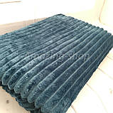 Покривало-плед <unk> Велюрове <unk> Бамбукове покривало <unk> Шарпей <unk> Смужка. Розмір полуторний. Синій, фото 2