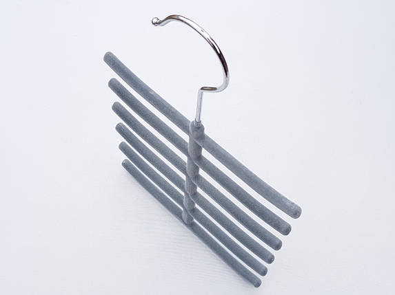 Плічка вішалки тремпеля їжачок флокований сірого кольору, фото 2