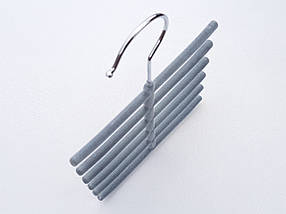 Плічка вішалки тремпеля їжачок флокований сірого кольору, фото 3