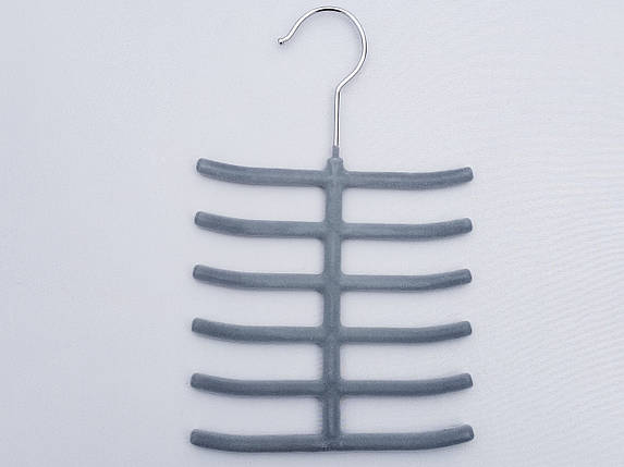 Плічка вішалки тремпеля їжачок флокований сірого кольору, фото 2