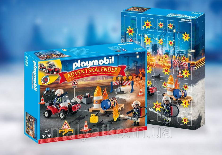 PLAYMOBIL Advent Calendar Construction Site Fire Rescue 9486 Пожежники на виїзді адвент календар, фото 1