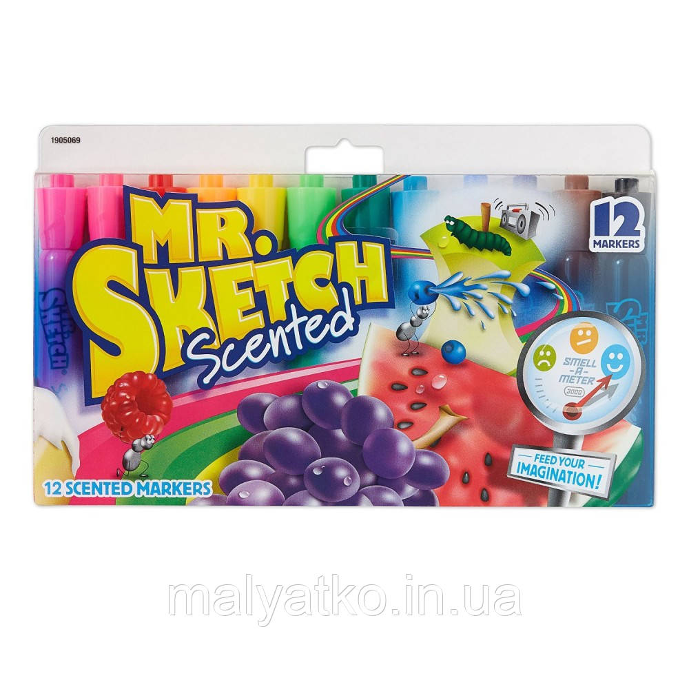 Mr.Sketch Ароматизовані фломастери 12 кольорів Scented Markers Chisel Tip, фото 1