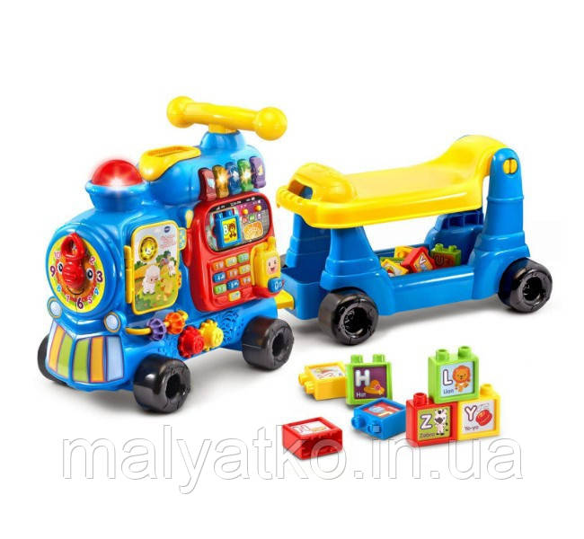 Алфавітний поїзд ходунки каталка синій Sit-to-Stand Ultimate VTech Alphabet, фото 1