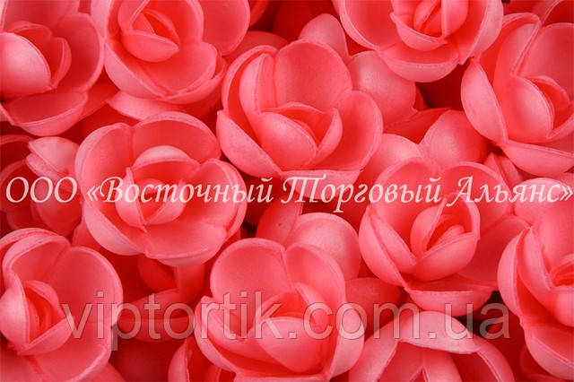 Вафельні квіти «Троянди малі червоні» — 1 шт., фото 1