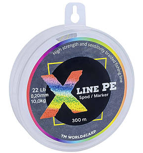 Шнур плетений X Line PE 300 m Spod/Marker 0,18 мм, multicolor