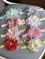 Пов'язка ручної роботи з квіткою й короною всі кольори