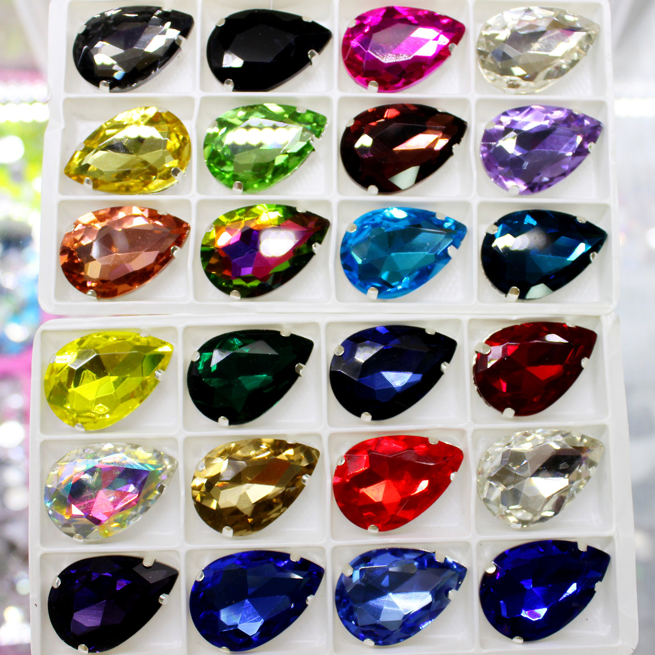 Стрази в цапах, Крапля, Розмір 18x25, (колір на вибір)