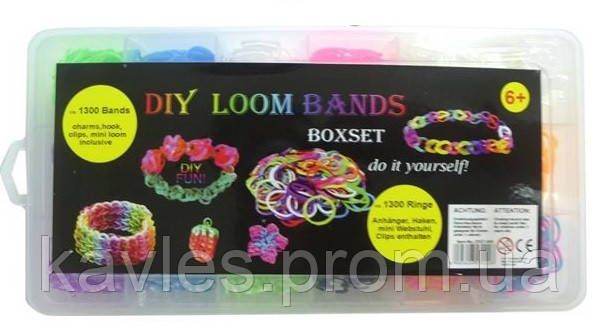 Набір для плетіння браслетів Rainbow LOOM BANDS 1300 шт.