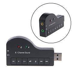 Зовнішня USB звукова карта Dellta 8.1 Piano Black (6923)