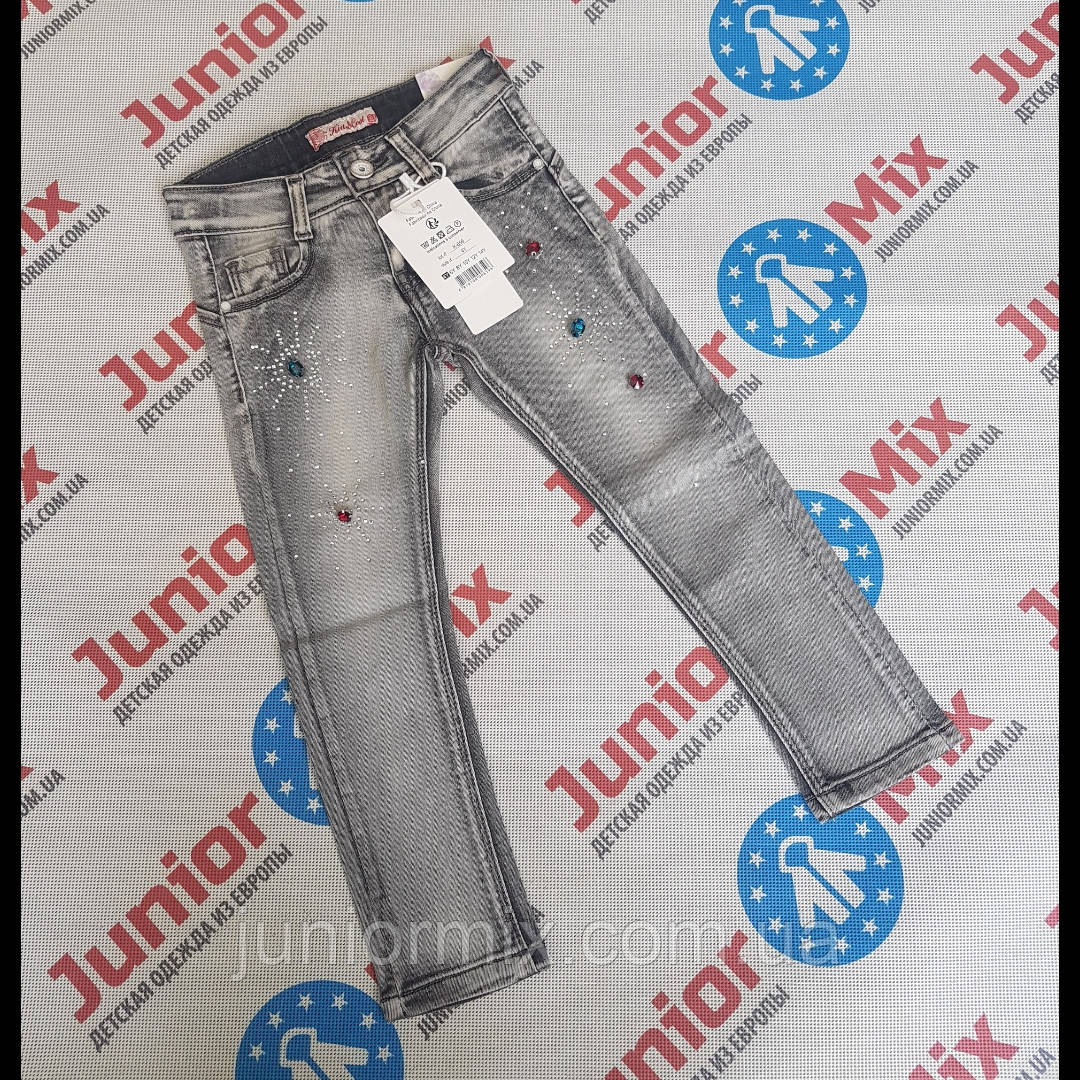 Дитячі джинси сірого кольору для дівчаток оптом Kids Cool