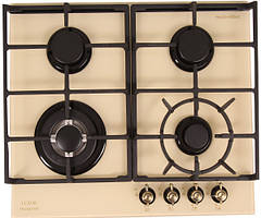 Варильна поверхня газова функціональна бежеве скло з чавунною решіткою Luxor EGR 740 Rustik