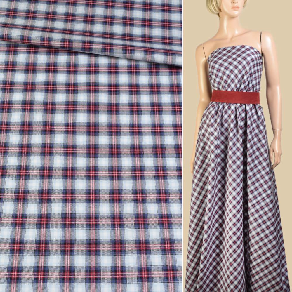 Шотландка біло-червоно-синя ш.150