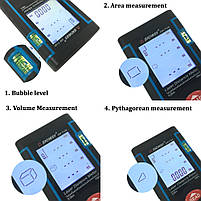 SNDWAY SW-T60 лазерна рулетка до 60 метрів, вбудовані рівні, min/max, дисплей 2", фото 3