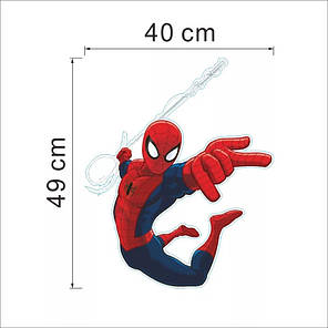 Наклейка на стіну, дитячі наклейки, стікери "Людина-павук Spider-Man" (лист 44см*44см), фото 2